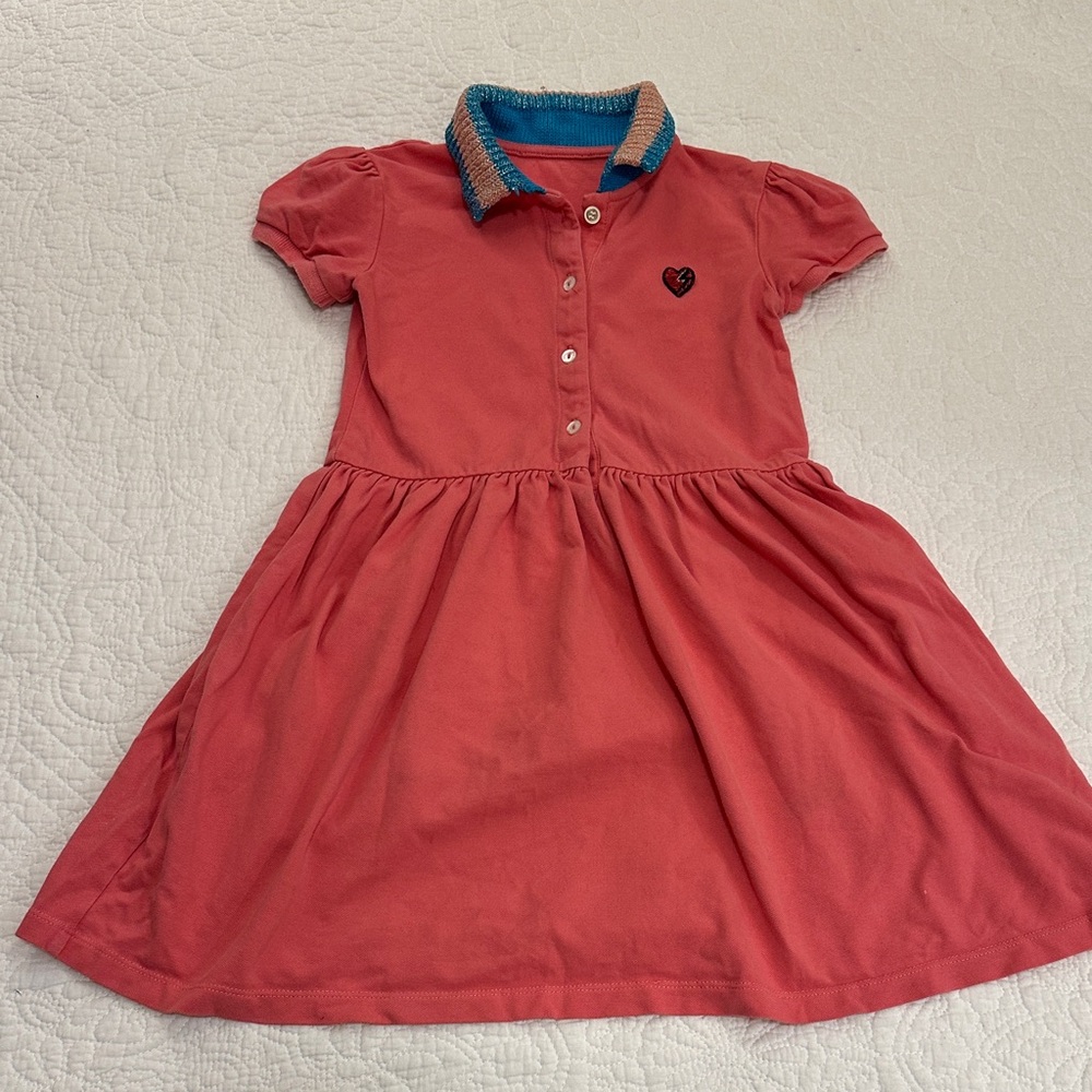 Gucci pink girls knit Dress with Blue Collar sz 2t